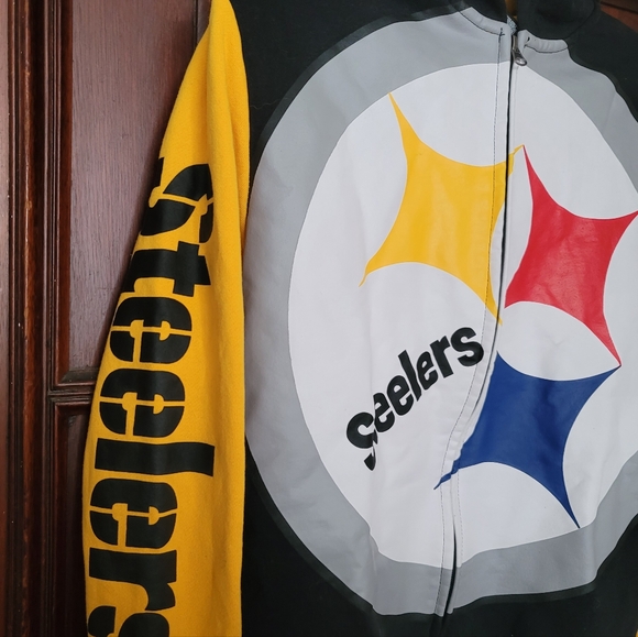 Pittsburgh Steelers Youth Black Poster Board Long Sleeve Full Zip Jacket- Large - Picture 3 of 7
